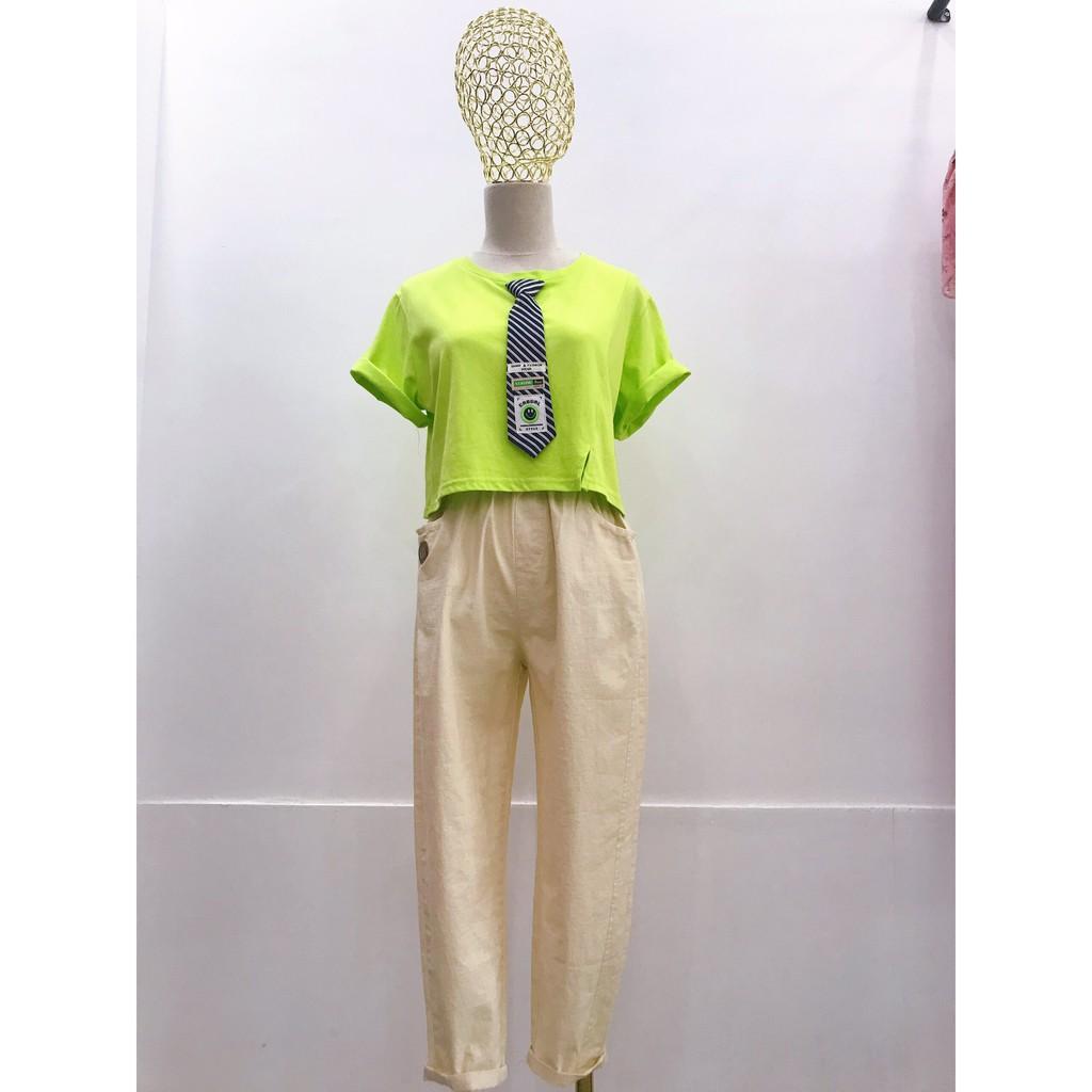 Áo thun đính cà vạt chất liệu vải cotton dày dặn - 22CHIC