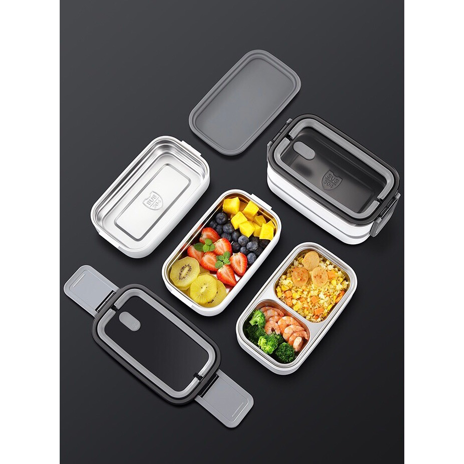 Hộp Đựng Cơm Kèm Túi Giữ Nhiệt SMARTCHOICE 2 Tầng 3 Ngăn Cao Cấp, 1 Set Tiện Lợi Đi Học Đi Làm SCG-PK046