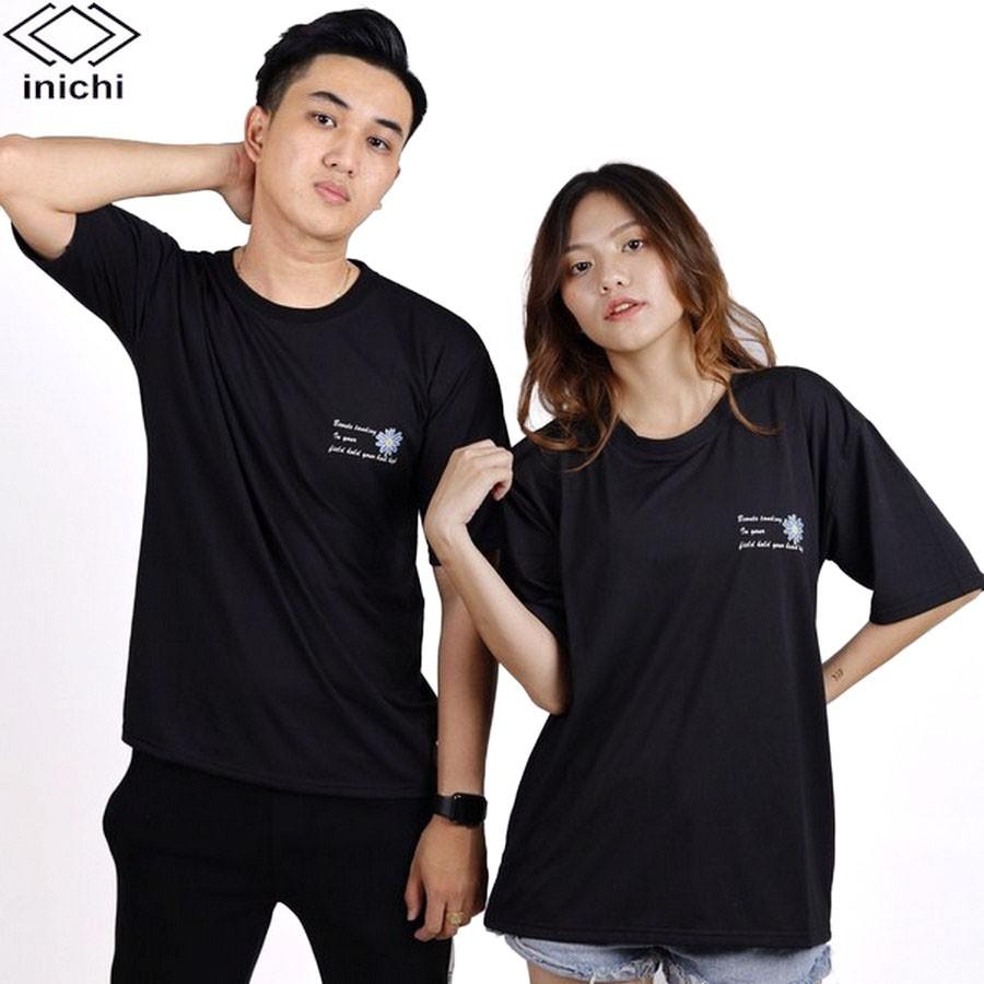Áo thun tay lỡ INICHI A591 phong cách Unisex cho cả nam nữ hình in hoa bông cúc