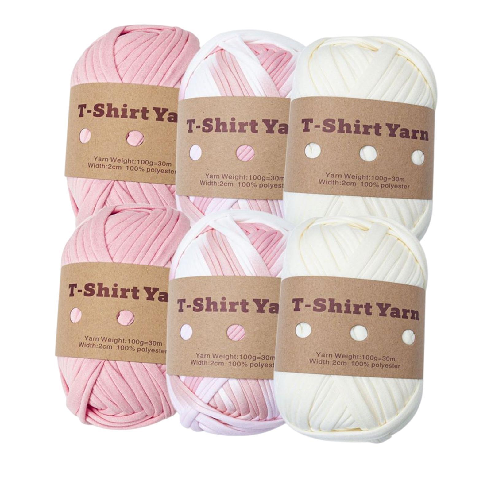 6x Knitting Yarn Fabric Cloth Spaghetti Yarn Polyester Hand Knit Crocheting 32. T-shirt Yarn Carpet Yarn for Handbag Macrame DIY Hats