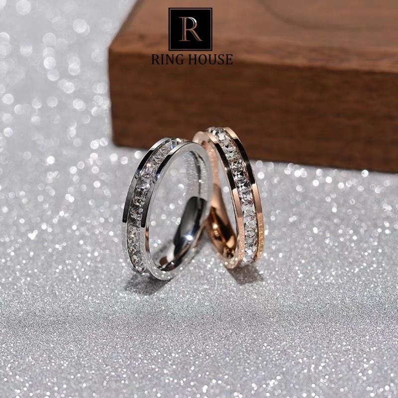 Nhẫn Titan Cho Cặp Đôi Nam Nữ Không Đen Rỉ Gỉ Đính Đá Zircon Thời Trang CK Carti Sáng Đẹp Ring House