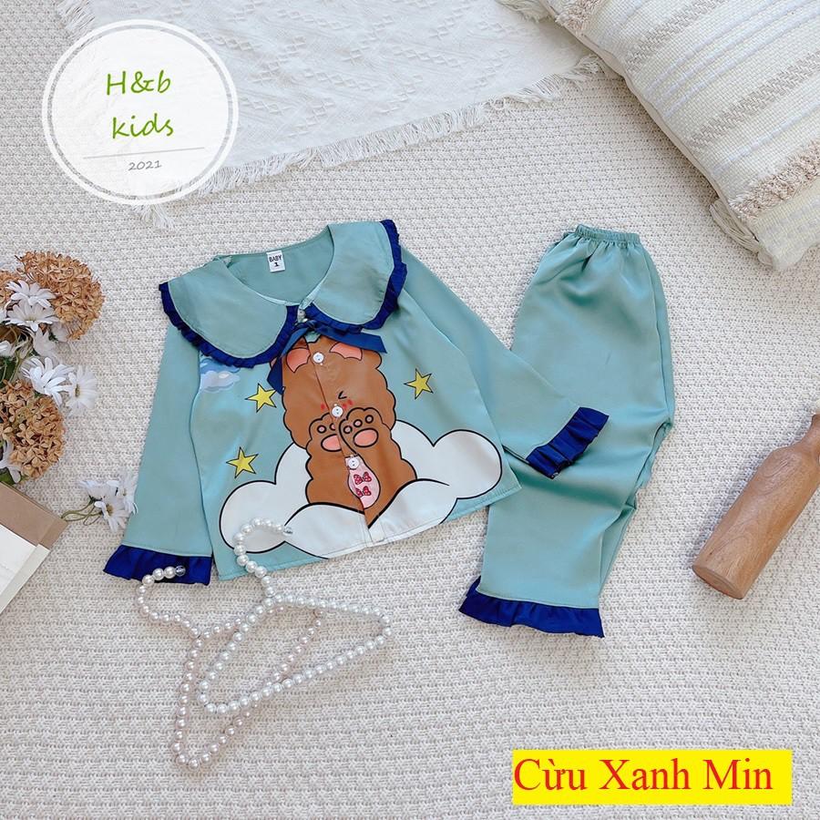 [ Mã Độc Quyền ] Bộ Mặc Nhà dài tay cao cấp Pijama Lụa 3D Cao Cấp Cho Bé