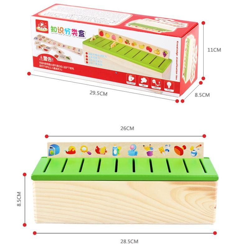 Đồ chơi thả hình theo chủ đề bằng gỗ cho bé - Hộp thả hình thẻ giáo cụ Montessori bằng gỗ