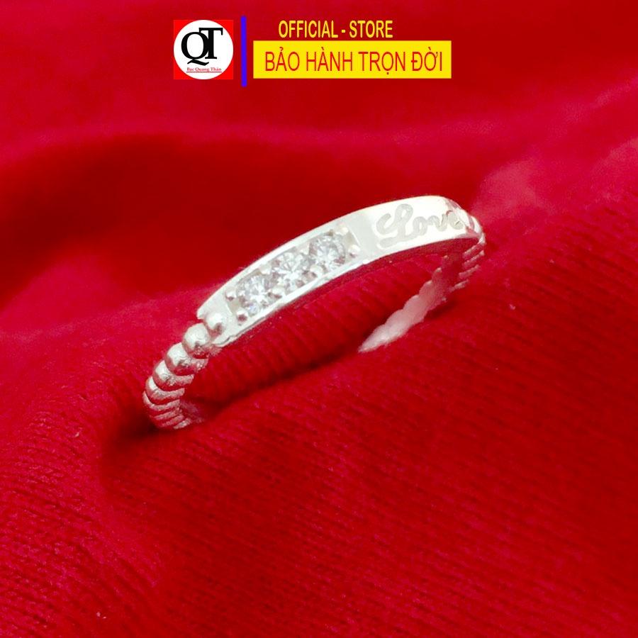 Nhẫn nữ love chất liệu bạc ta đính đá Cubic trang sức Bạc Quang Thản – QTNU.TN98
