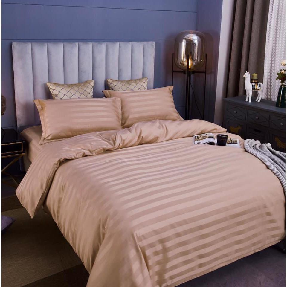 Bộ Vỏ Chăn Drap Gối COTTON SỌC 3F Vải Cotton Lụa Bóng Hàng Chuyên Cho Gia Đình Và Khách Sạn