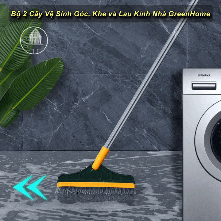 Bộ 2 Cây Vệ Sinh Góc, Khe và Lau Kính Nhà GreenHome - Home and Garden