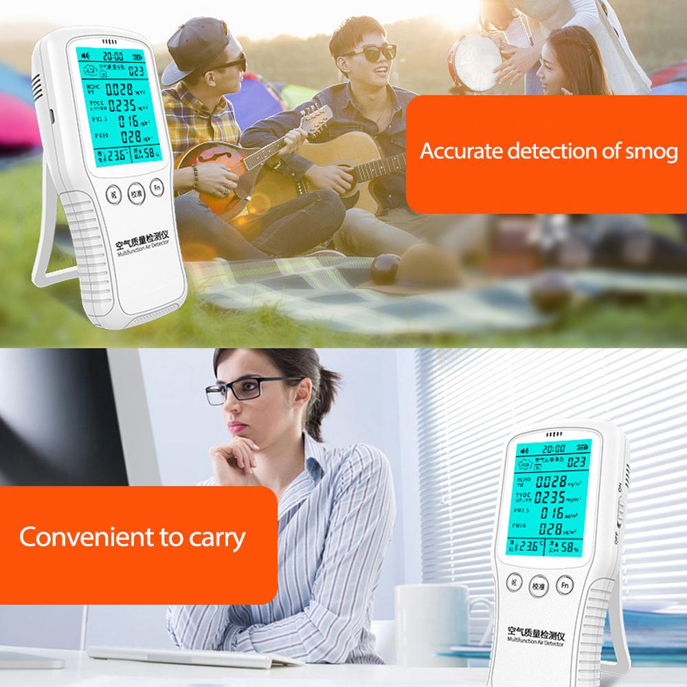 Portable Digital Formaldehyde Detector Multifunctional Hygrothermograph PM2.5/PM10 Tester Air Quality Monitor Air