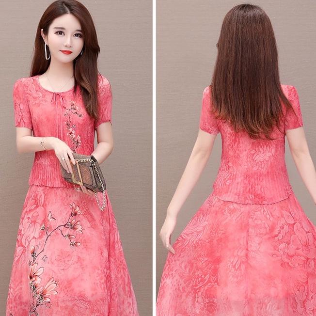 Váy đầm trung niên liền thân cao cấp Lylylorem
