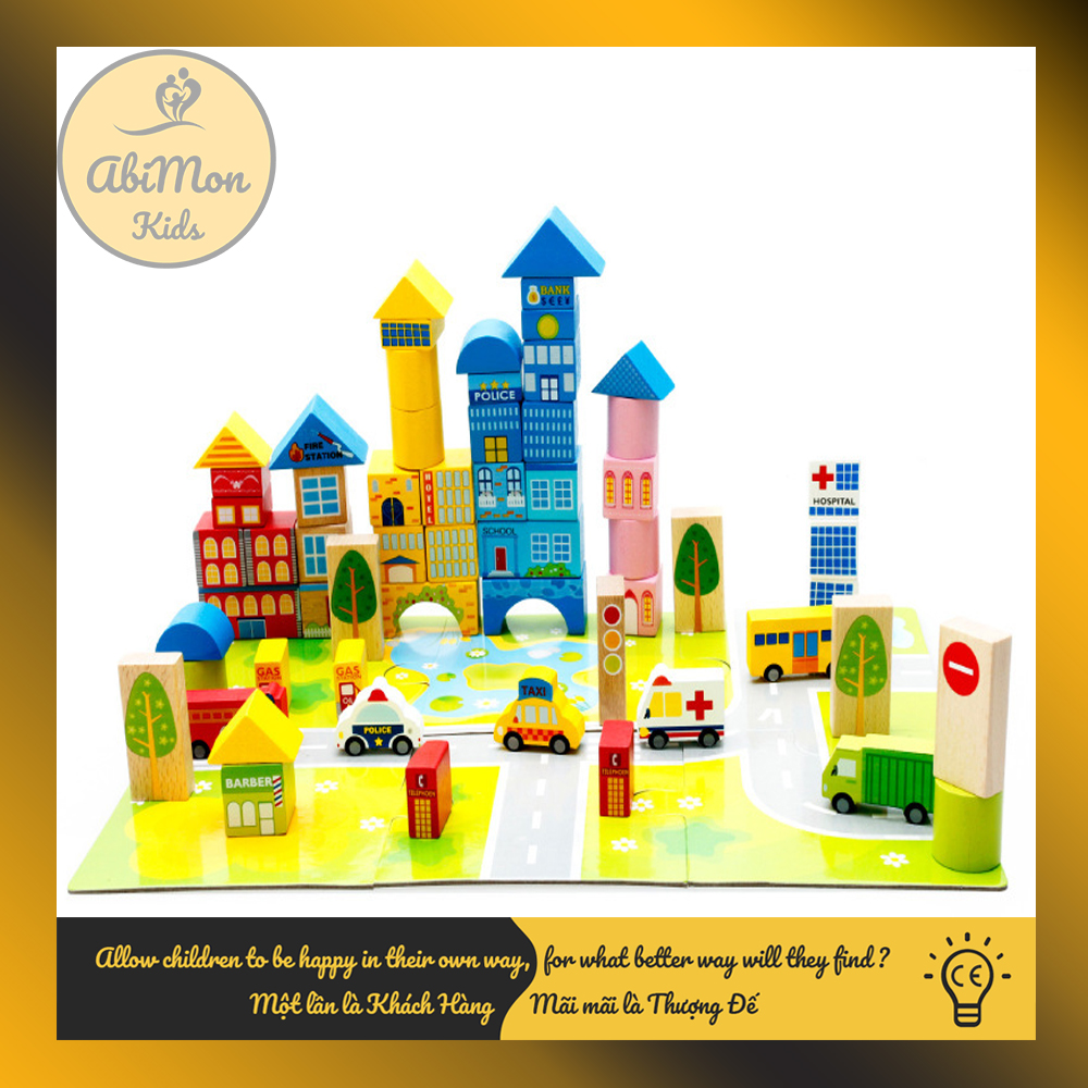 Bộ Xếp Hình Gỗ Thành Phố Cho Bé || Montessori cao cấp || Đồ chơi Gỗ - Giáo dục - An toàn - Thông minh