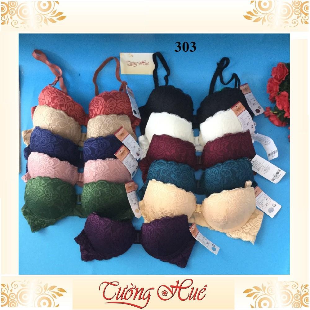 Áo lót nữ Lovely 303 ren nâng ngực cúp bầu ngang cài trước.