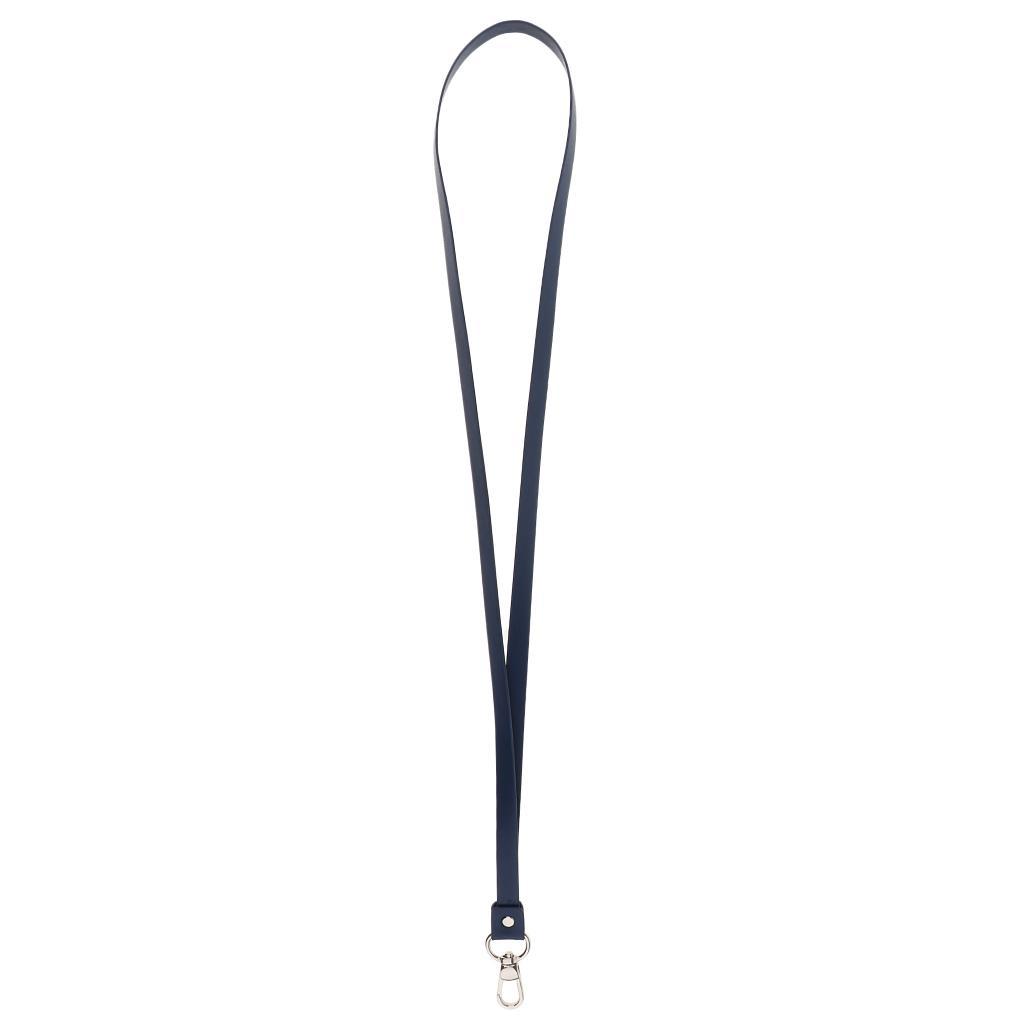 3-5pack PU Leather Neck Strap Lanyard Metal Clips for ID Cards Badges Blue