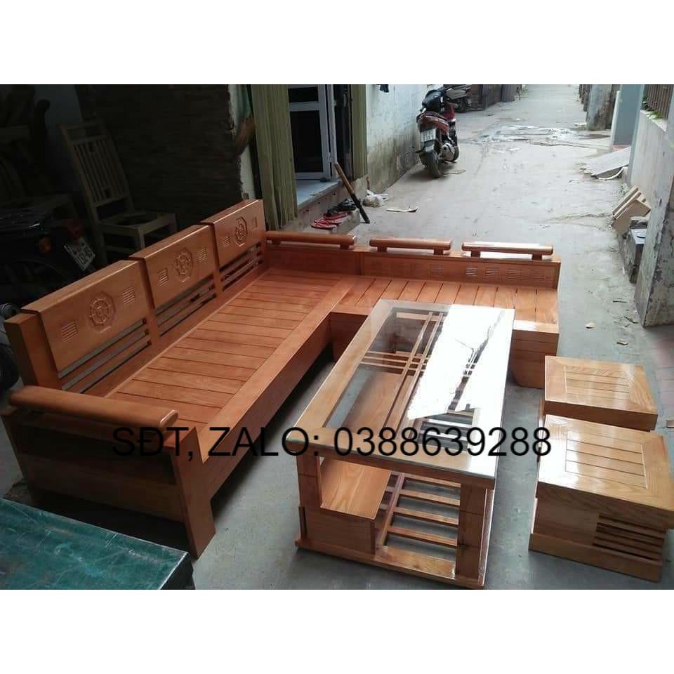 Bộ bàn ghế phòng khách gỗ sồi giá thật