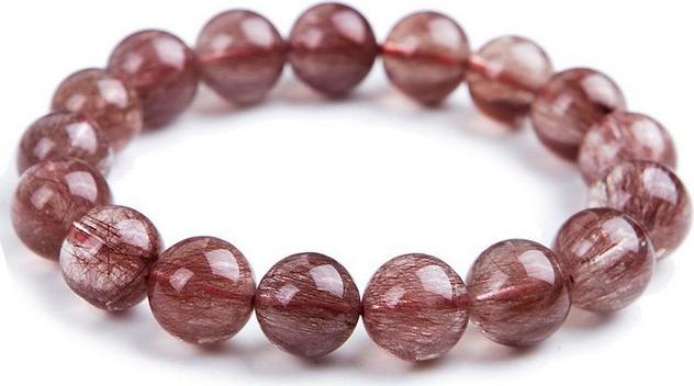 Vòng Tay nam Thạch Anh Tóc Đỏ Tự Nhiên 11mm