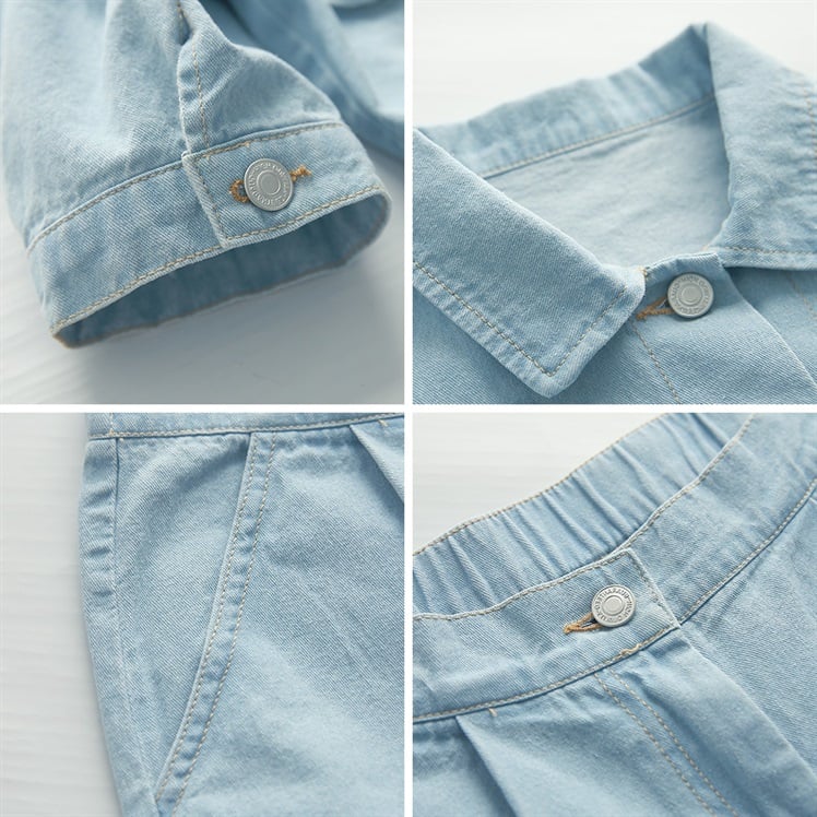 Đồ bộ mặc đi chơi cafe đi dã ngoại chất denim dành cho nữ AE02