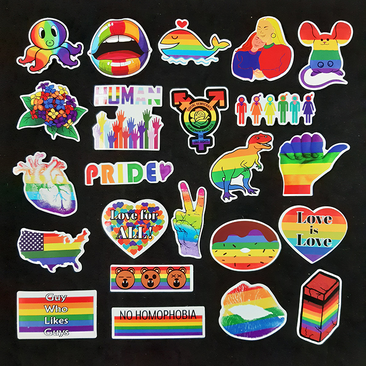 Bộ Sticker dán cao cấp chủ đề CẦU VỒNG LGBT - Dùng dán Xe, dán mũ bảo hiểm, dán Laptop, dán đàn