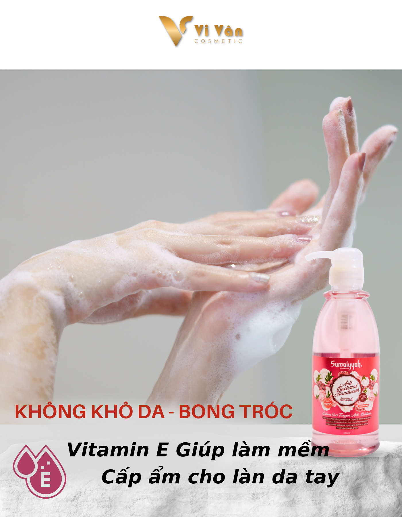 Nước rửa tay dạng gel diệt khuẩn hương hoa SUMAIYYA ANTI BACTERIAL HAND WASH dưỡng cấp ẩm da tay mềm mại Vi Vân