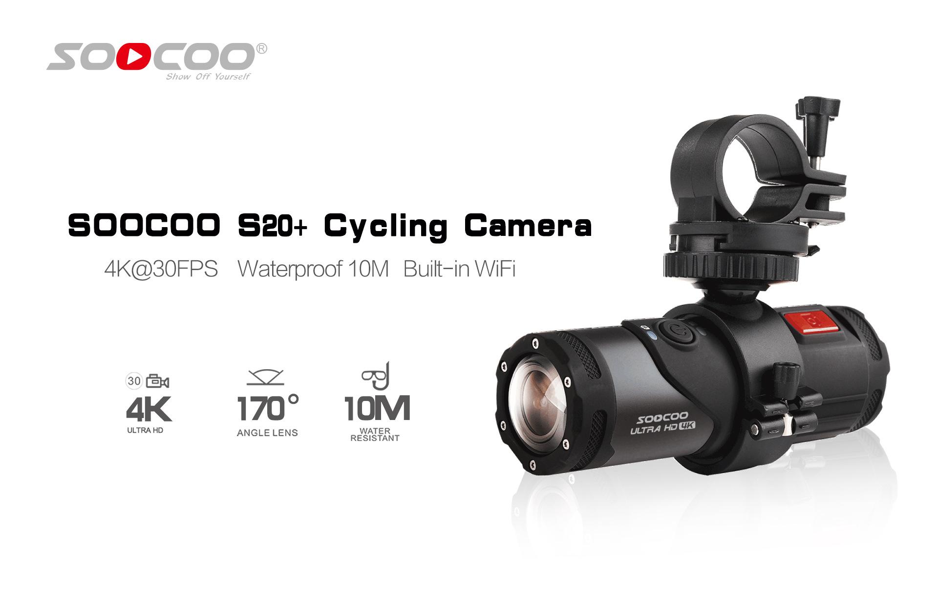 SOOCOO S20 Camera Hành Động 4K Chống Nước Camera Dưới Nước Thể Thao Cam Đen Đạn Cho Súng Xe Đạp Mũ Bảo Hiểm Xe Đạp Chống Nước