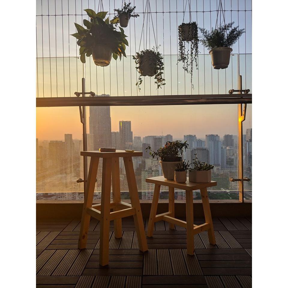Ghế Đôn /Ghế Trang Trí Decor Gỗ Thông/ Bàn Ngồi Ban Công+ Dễ Tháo Lắp