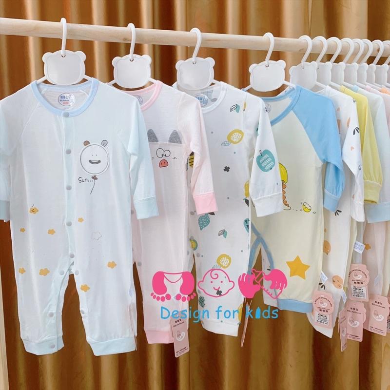 (Link 1) Bodysuit cho bé, body dài tay không tất chân (mặc nằm điều hòa), vải cotton mềm mát cho bé trai và bé gái