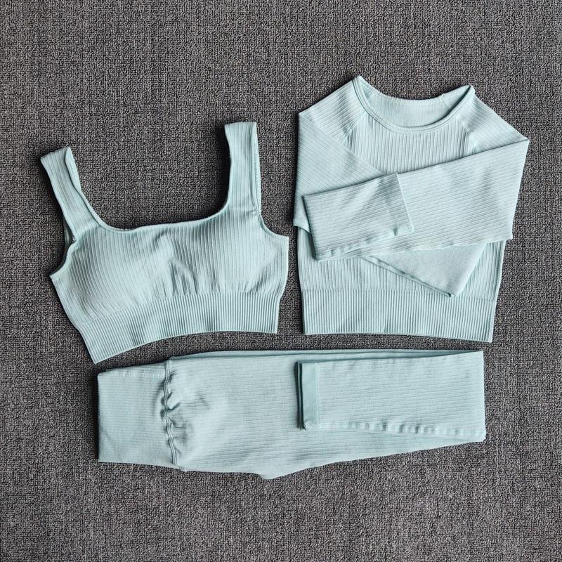 Bộ Yoga thể thao nữ bộ quần áo tập thể dục thể thao thể thao Legging liền mạch thể dục áo ngực áo choàng dài tay áo dài tay Color: BraPantsDarkPurple Size: S