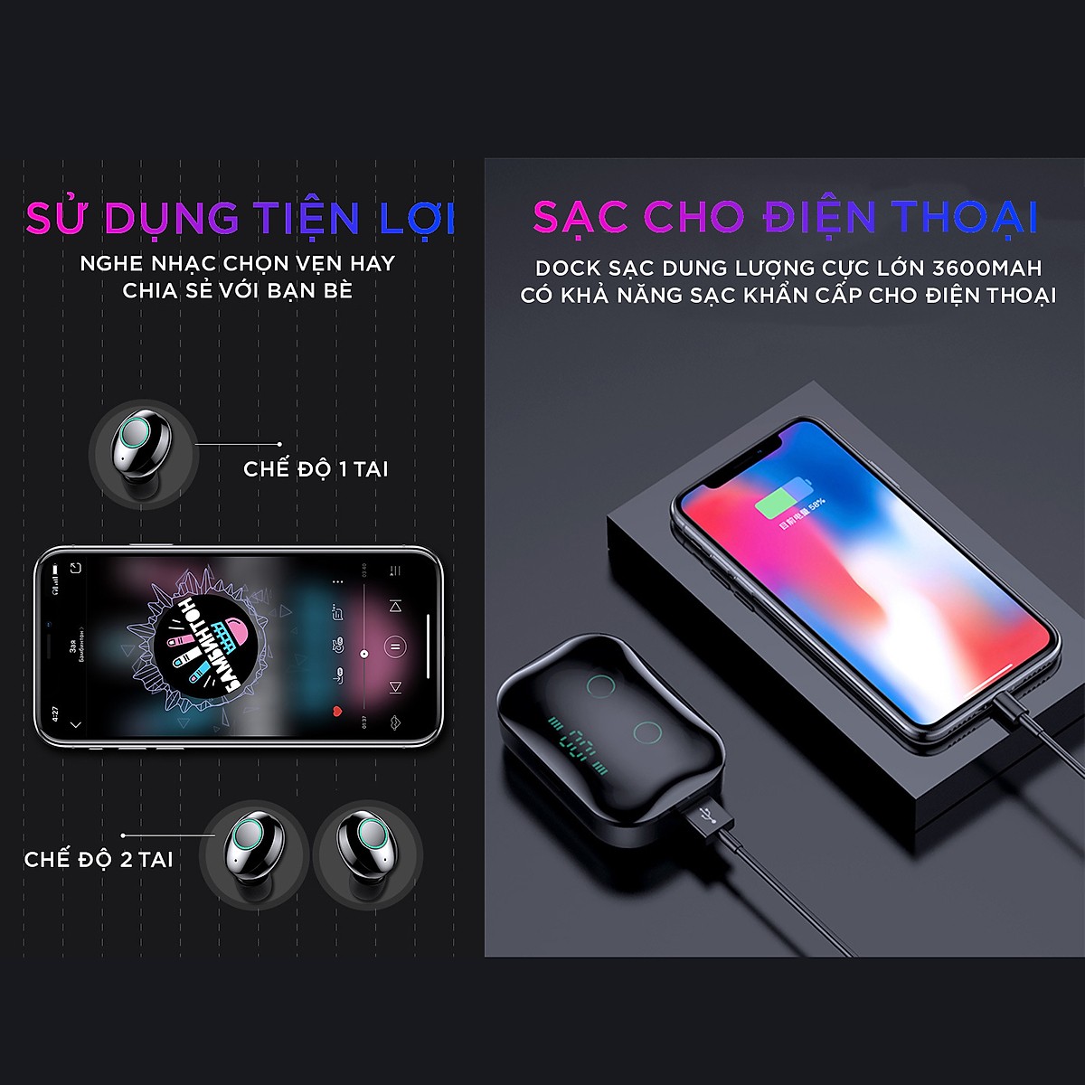 Tai Nghe Bluetooth ANNCOE Tezos M7 Chất Lượng Cao - Chống Nước IPX7 - Nghe 90h - Tích Hợp Micro - Tự Động Kết Nối - Tương Thích Cao Cho Tất Cả Điện Thoại - Hàng Chính Hãng