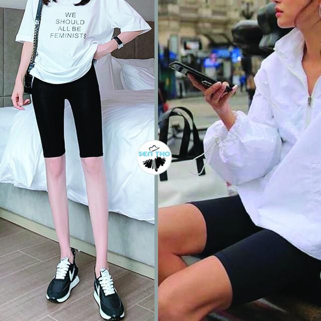 Quần Legging Ngố Đùi Lửng Cạp Cao Nữ Chất Đẹp Co Giãn 4 Chiều Mặc Tôn Dáng Trẻ Trung Năng Động