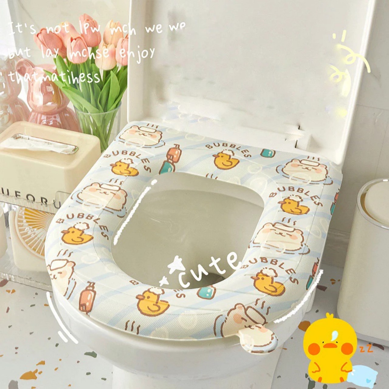 Đệm Lót Bệ Ngồi toilet Bốn Mùa Chống Nước Thông Dụng In Họa Tiết Dễ Thương ( Mẫu Ngẫu Nhiên ) - HÀNG CHÍNH HÃNG MINIIN