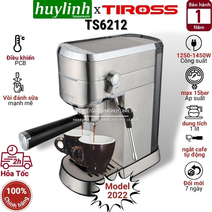 Máy Pha Cà Phê Gia Đình Espresso Tiross TS6212 - Hàng chính hãng