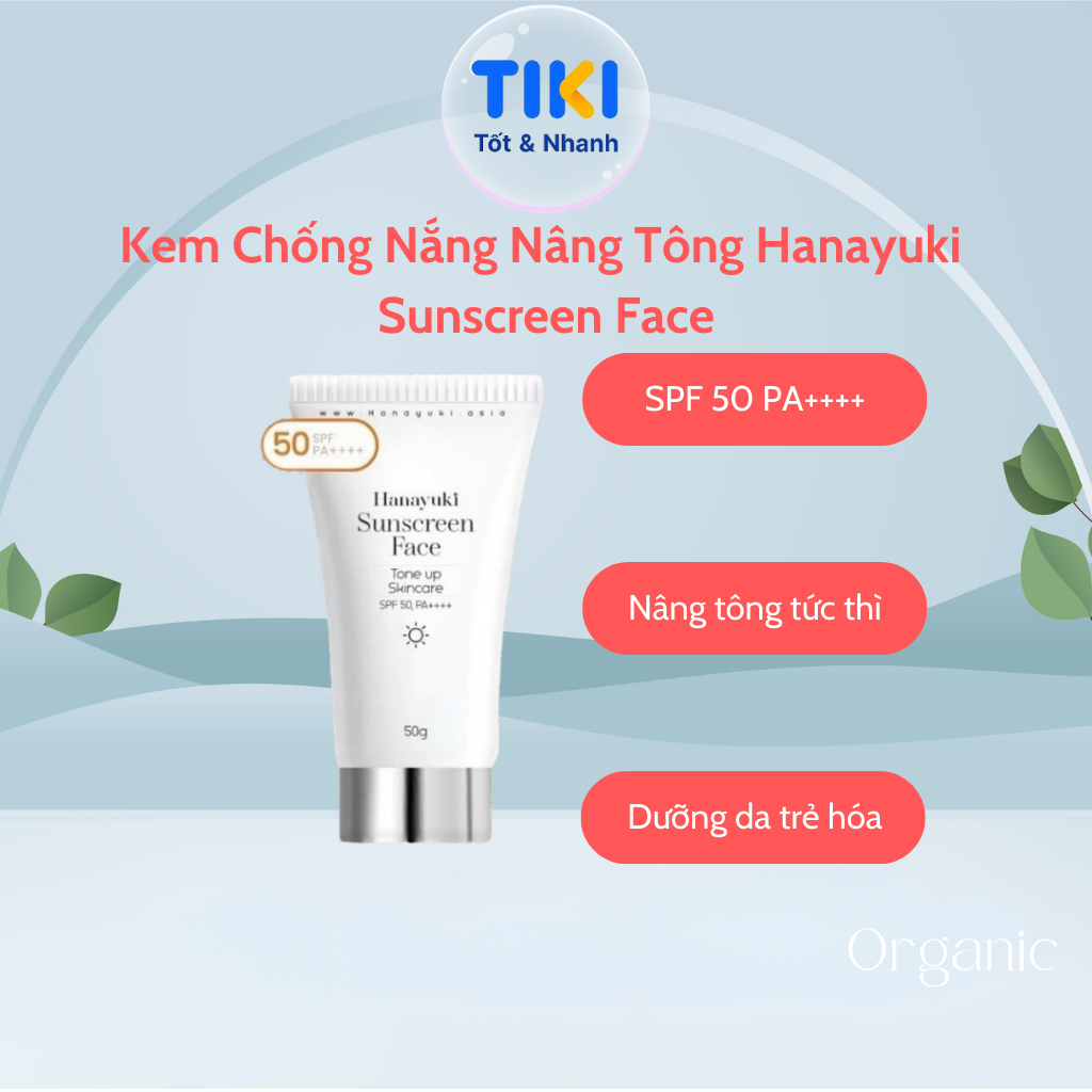 Hình ảnh Kem Chống Nắng Hanayuki Chính Hãng Spf 50+/PA+++ Nâng Tông Lâu Trôi Hanayuki Sunscreen Face 50g - Body 100g