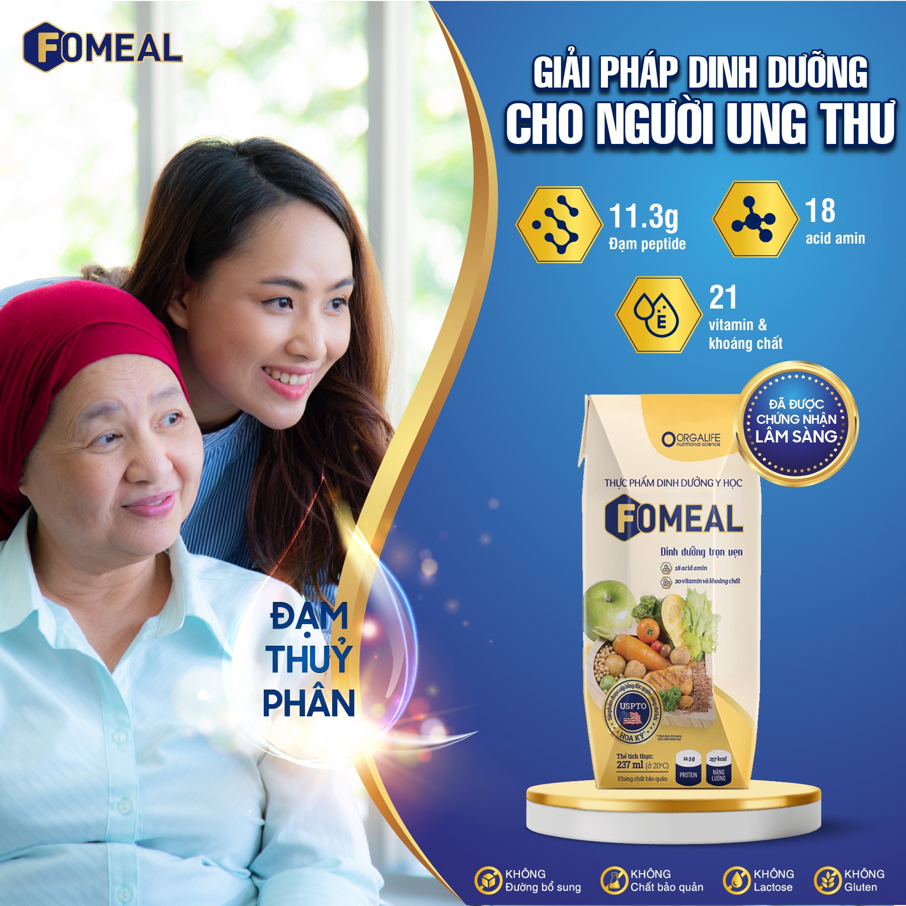 Lốc 3 hộp thực phẩm dinh dưỡng y học Fomeal 237ml/hộp - Dinh dưỡng cho người bệnh, kém hấp thu, phục hồi nhanh chóng