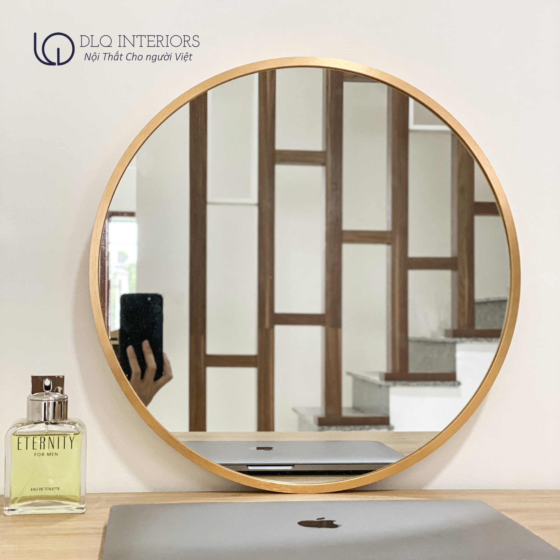 Gương Tròn Viền Trắng Treo Tường DLQ MIRROR Chất Liệu Nhôm Sơn Tĩnh Điện Cao Cấp