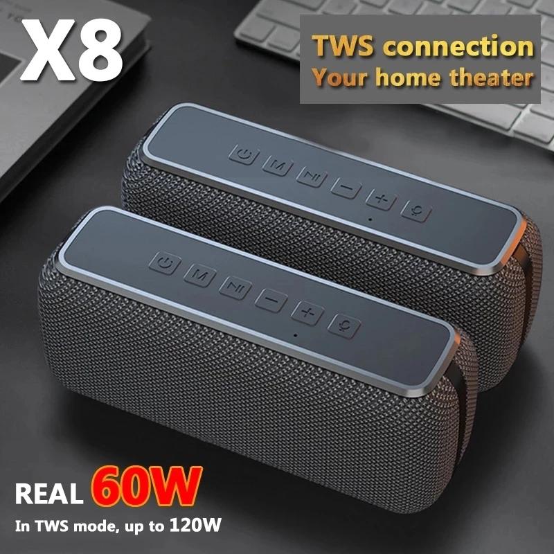 X8 60W Loa Bluetooth Di Động TWS Bass Soundbar Máy Tính Âm Thanh Nổi Loa Siêu Trầm Ngoài Trời Chống Nước Thẻ Khuếch Đại Âm Thanh Hộp Nhạc Color: 60W Red