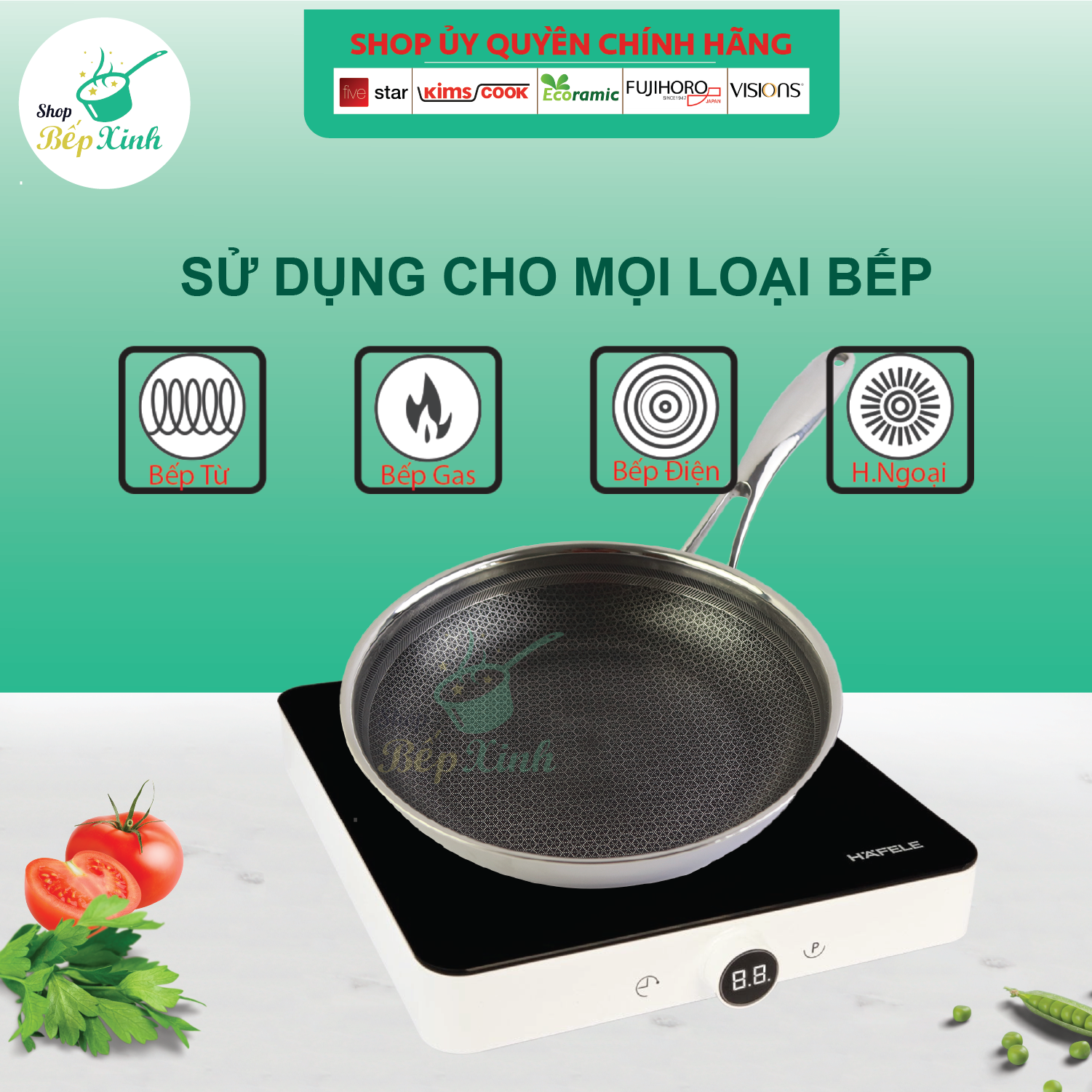 Chảo đáy từ chống dính Blackcube KimsCook 3 lớp đúc liền inox 304 cào không xước , siêu bền - tặng 1 sạn inox