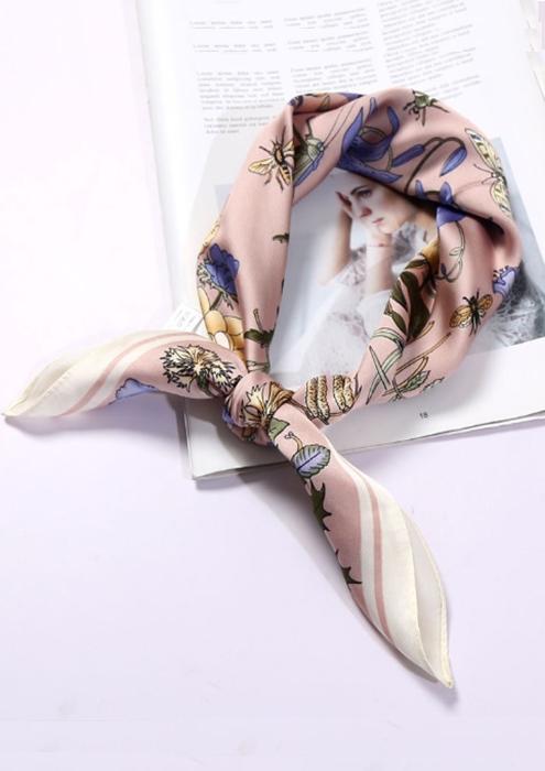 Khăn cổ lụa vuông hoa lá nữ Haint Boutique Kc04