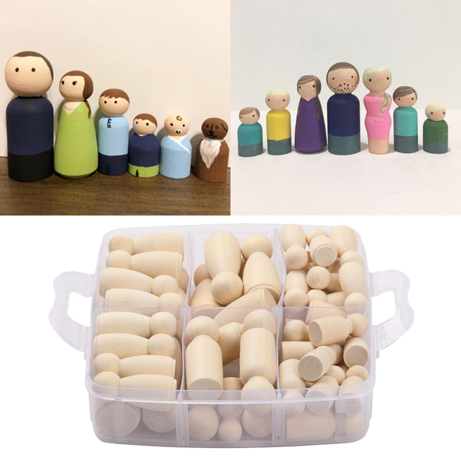 50Pcs Smooth Blank Peg Doll DIY Figures Pieces Making Decor Dolls Bodies