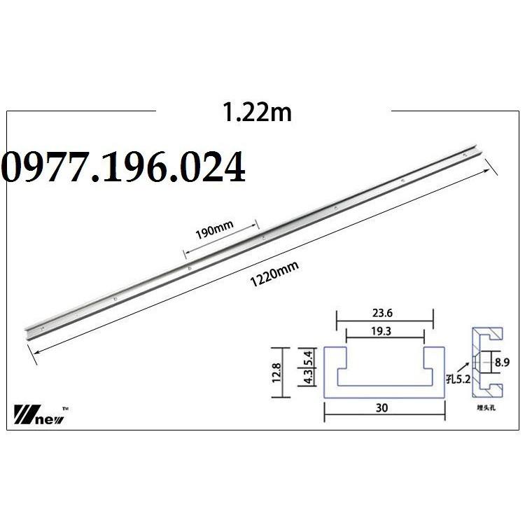 Thanh ray trượt bàn cưa 50-80-100-122cm bản rộng 3cm chất liệu nhôm đúc, chắc chắn