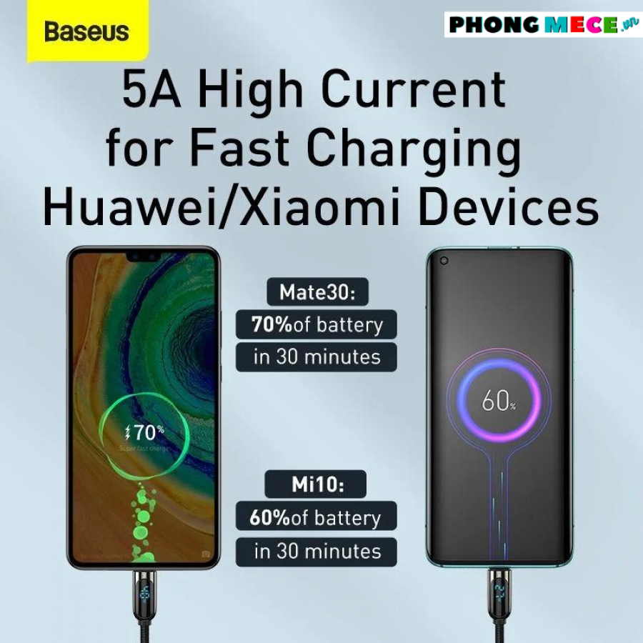 Cáp Sạc Nhanh Có Màn Hình Led Baseus Display &amp; Fast Charge Type C (40W, 5A, Led Display, Fast Charging/Qc &amp; Data Cable