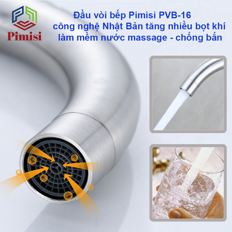 Vòi rửa bát inox 304 Pimisi gắn chậu rửa bát 1 đường nước lạnh đơn cho mọi loại chậu rửa chén phổ biến trong nhà bếp | Hàng chính hãng