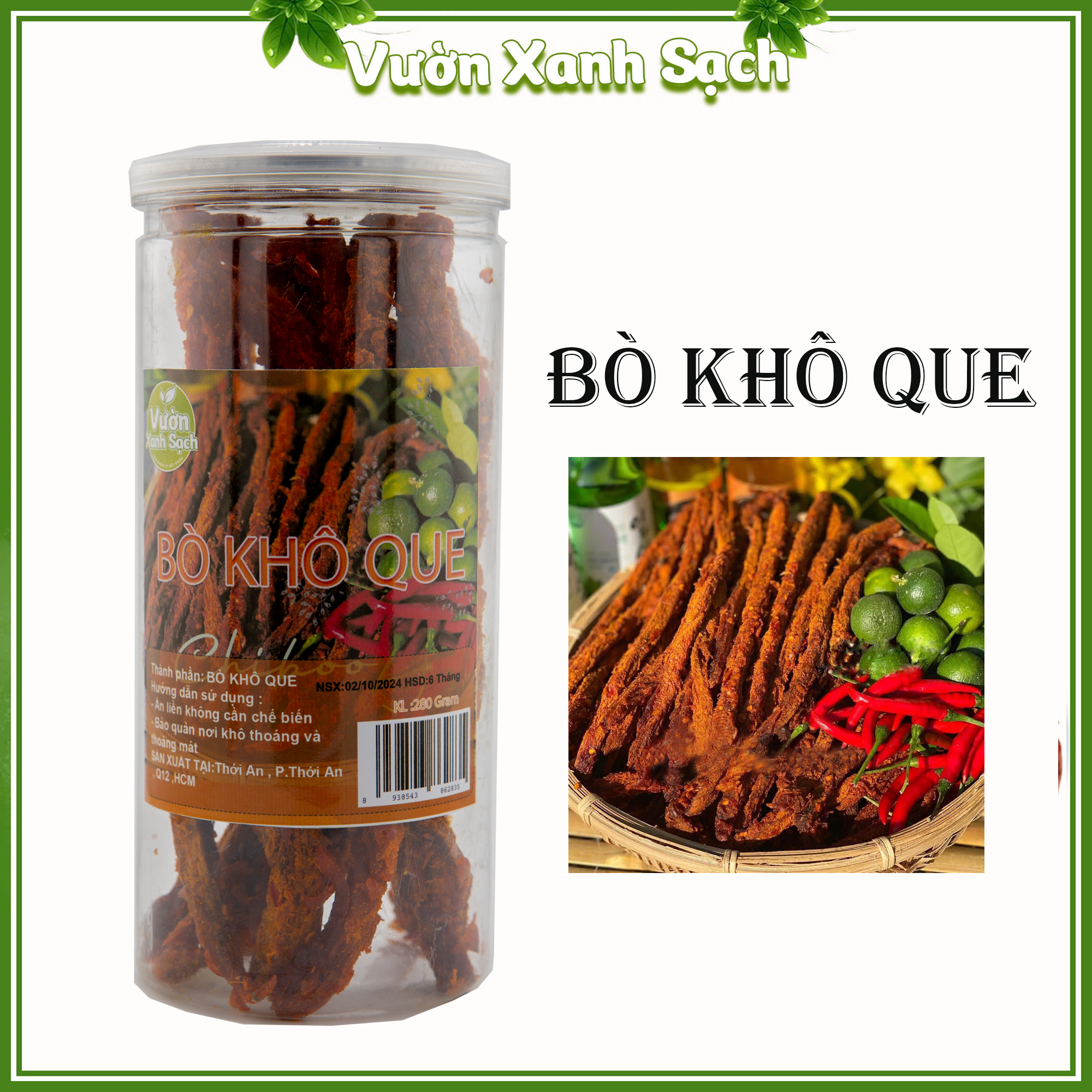 Khô Bò Que  - Thịt Bò Khô Từ Thịt Bò Tươi, Khô Bò Que Hàng Loại 1 /hộp 280g