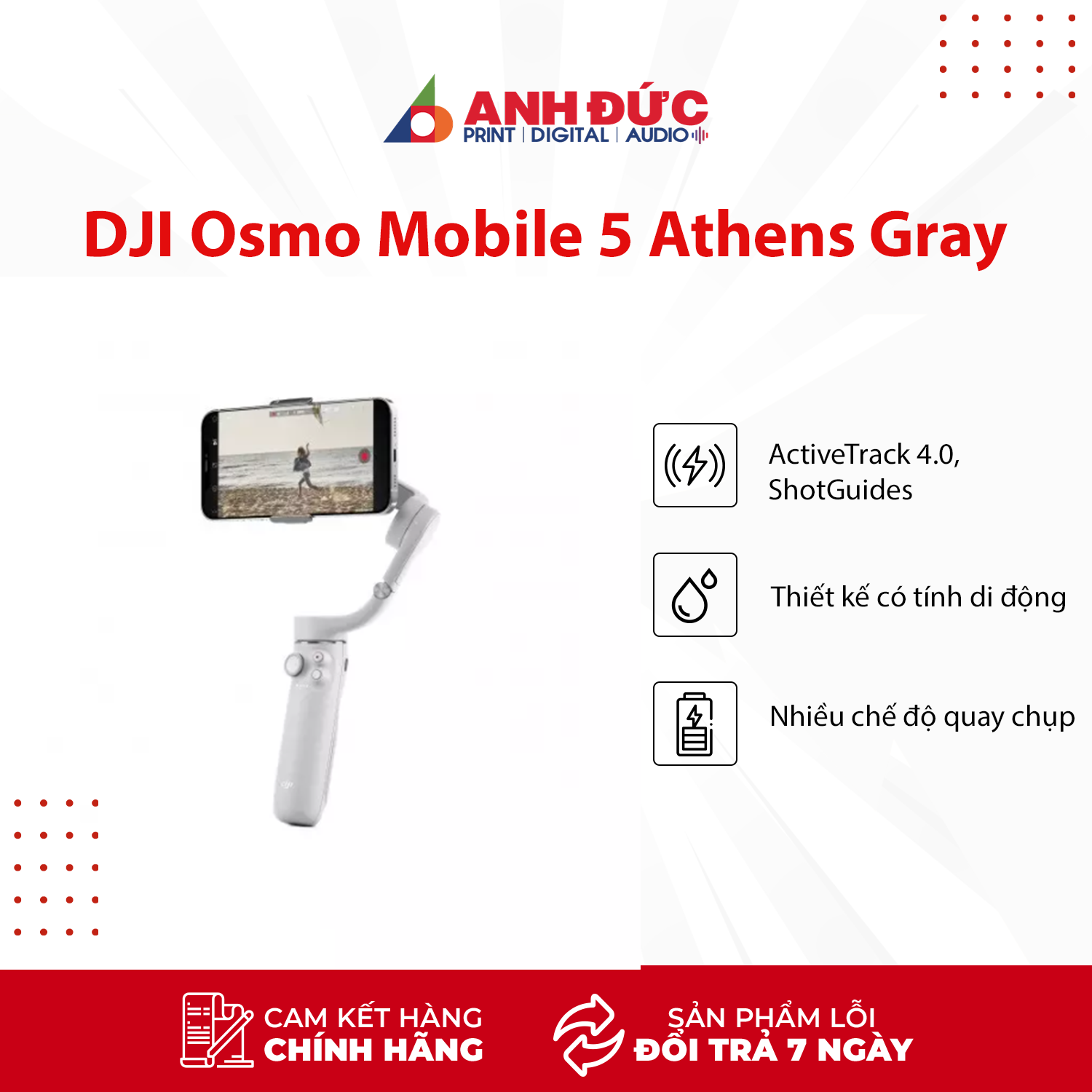 Gimbal DJI Osmo Mobile 5 (Athens Gray) - Hàng Chính Hãng