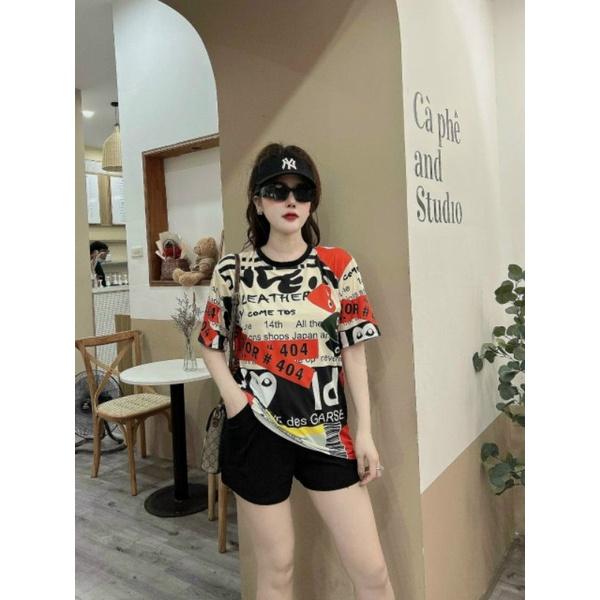 sét bộ sort đùi nữ in họa tiết chữ trẻ trung