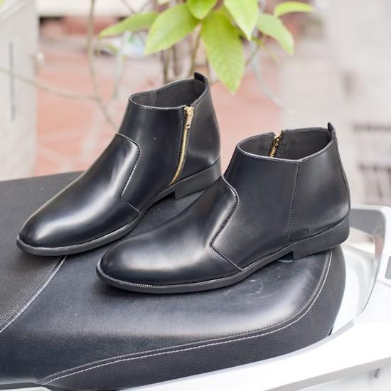 Giày Chelsea Boot Nam Cổ Khóa Da Nhám Màu Đen Cực Chất - CB521-nhamkhoa(HL)- Kèm Vòng Gỗ Huyết Long