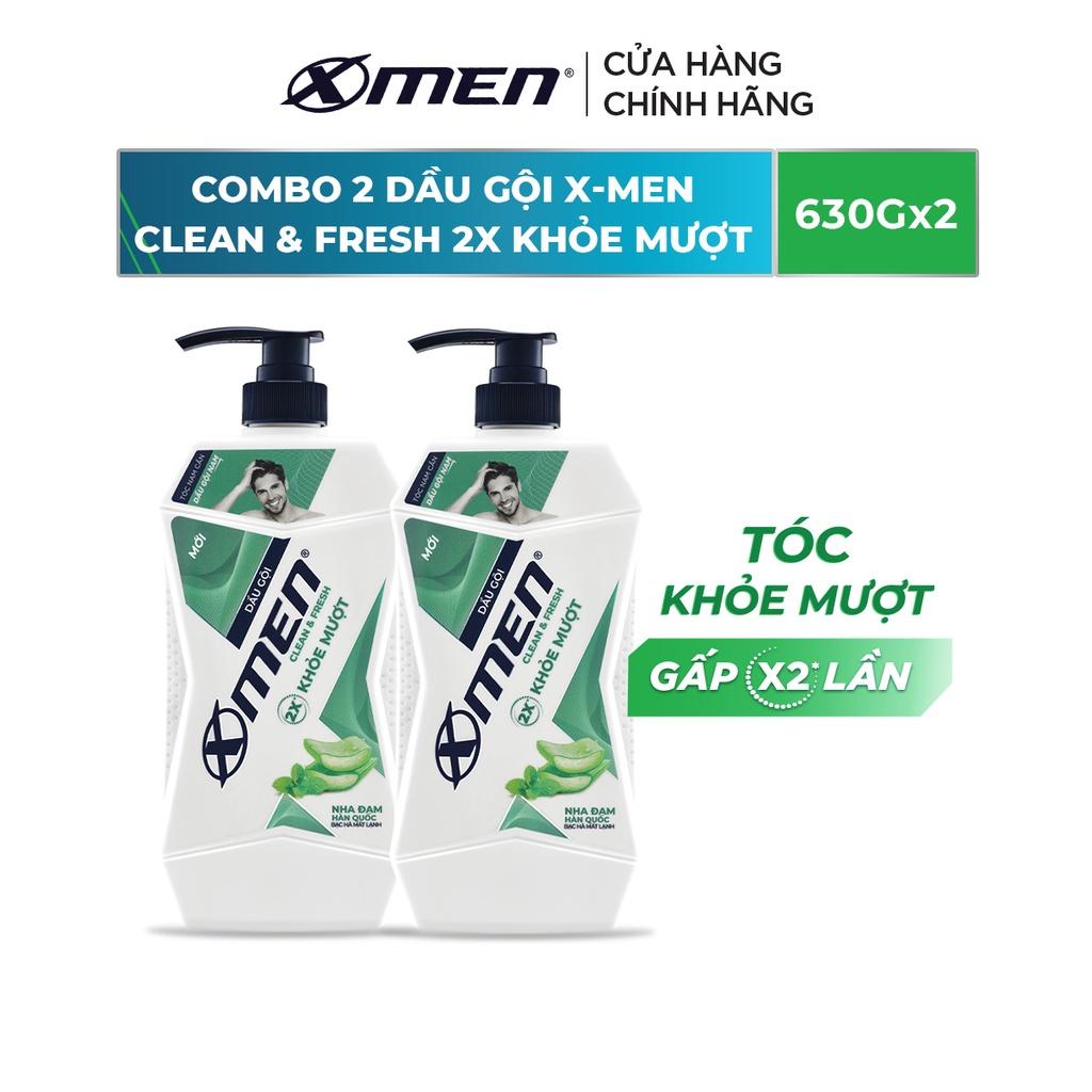 Combo 2 Dầu gội X-Men Clean &amp; Fresh 2X Khỏe Mượt 630g/chai