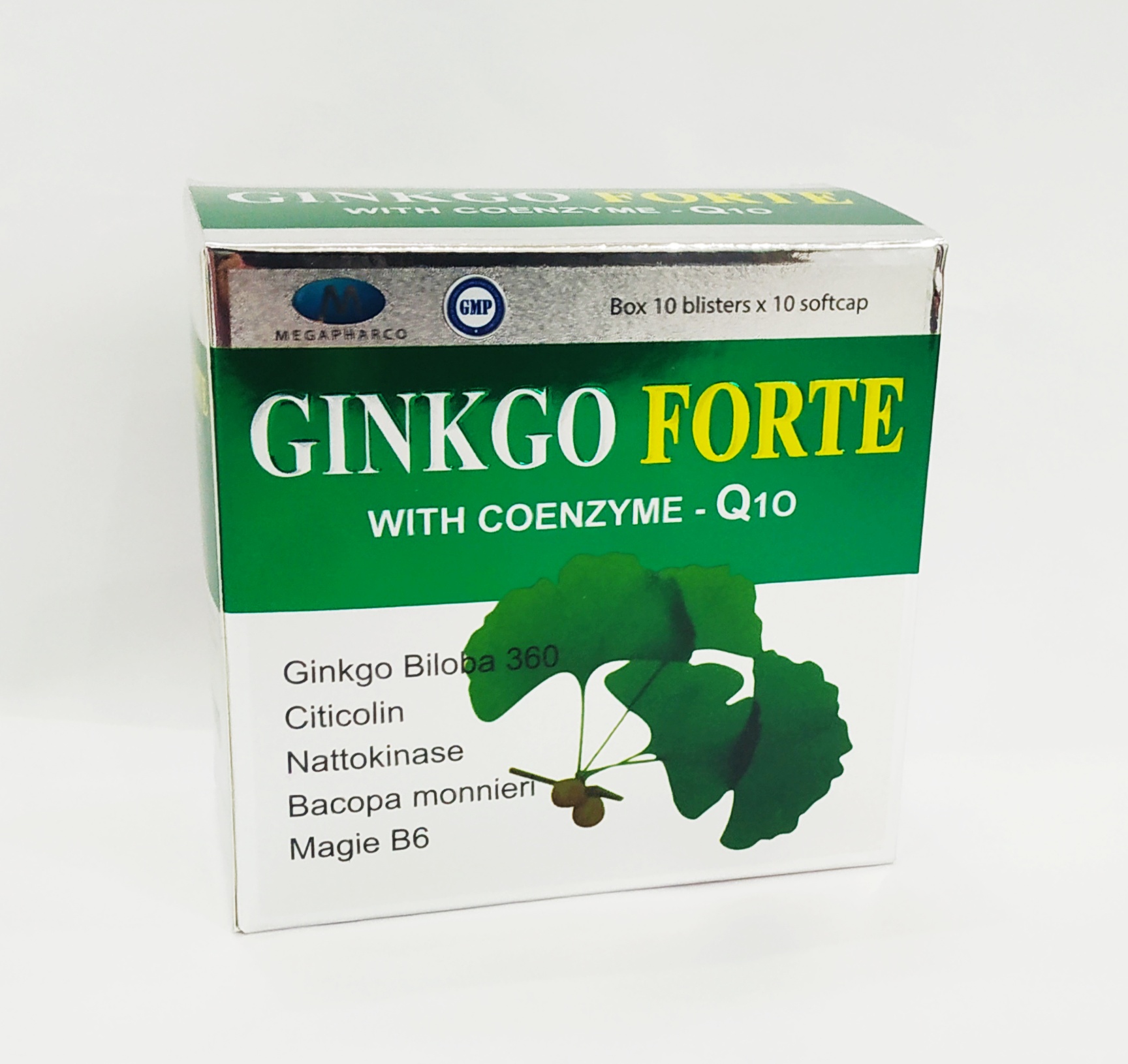 Hoạt Huyết Dưỡng Não Ginkgo Forte With Coenzyme Q10 - Giảm Tai Biến Mạch Máu Não - Giúp Tuần Hoàn Máu Não - Hộp 100 Viên