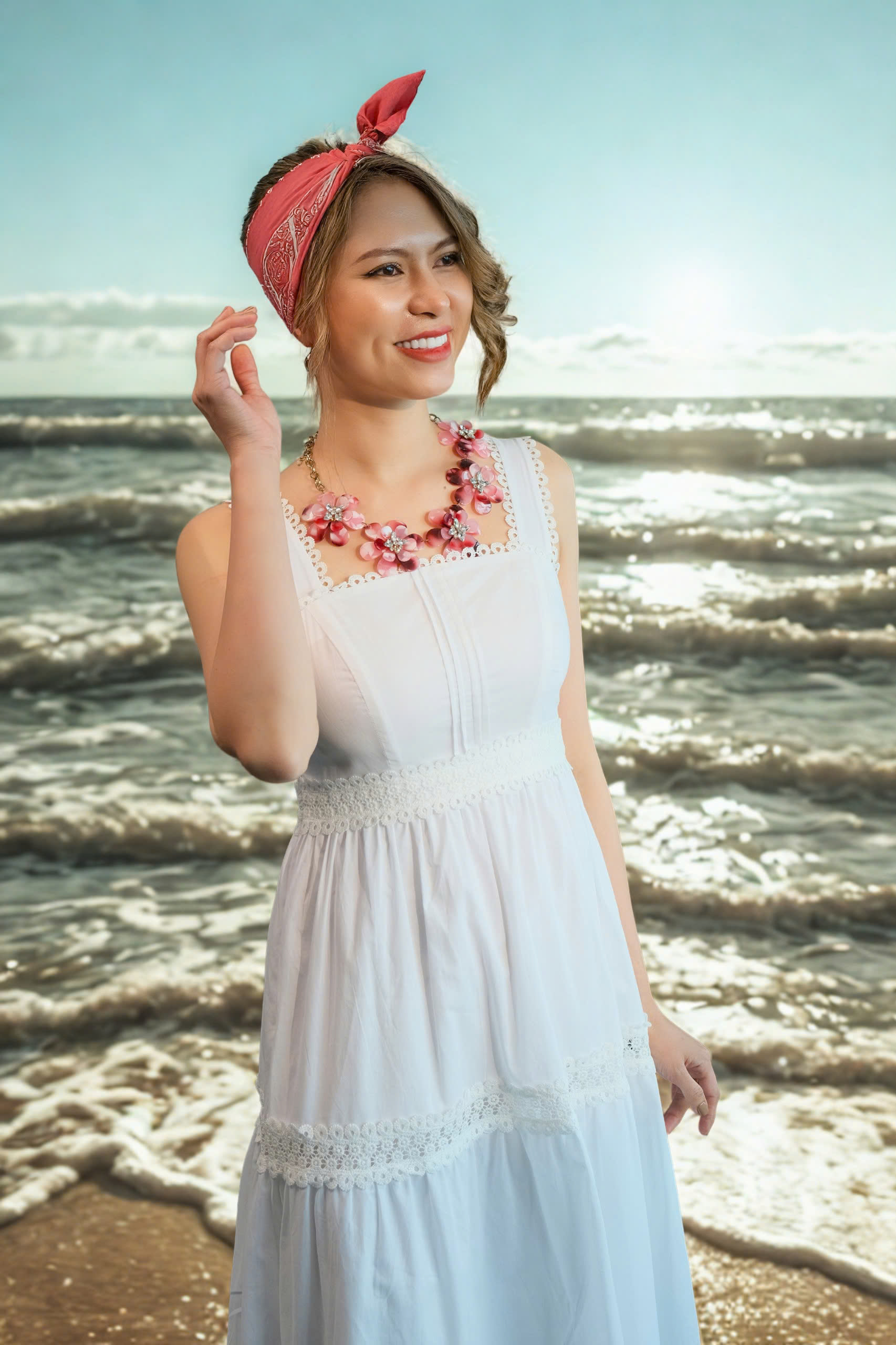 Đầm Maxi Trắng Cotton Hai Dây Đi Biển Du Lịch Resorts Thơ DRE092 Thời trang Hity