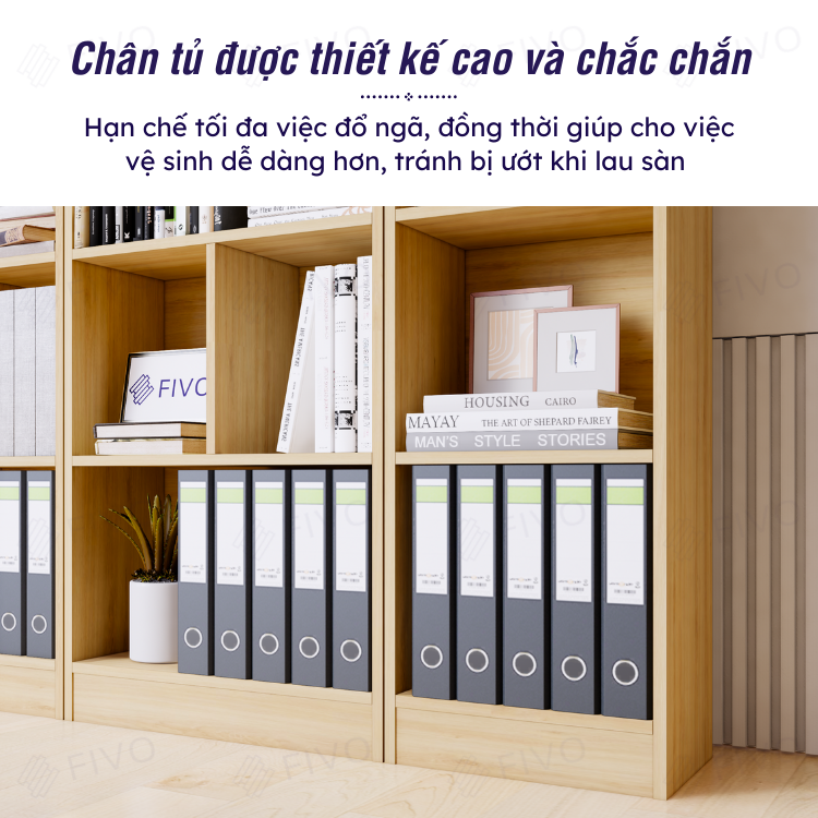 Kệ Sách Gỗ Đứng Đa Tầng Màu Trắng FB73 FIVO, Gỗ Chống Ẩm Cao Cấp, Diện Tích Rộng Rãi Để Sách A4, Các Tập Hồ Sơ Lớn