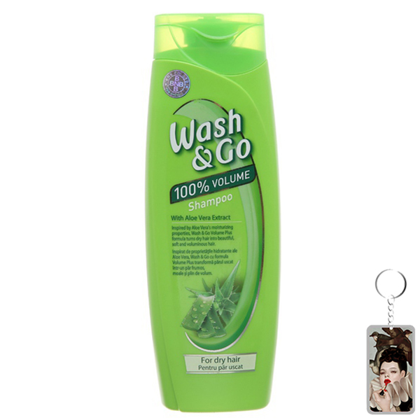 Dầu gội lô hội Wash&amp;Go Shampoo Aloe Vera Extract 200ml + Móc khóa