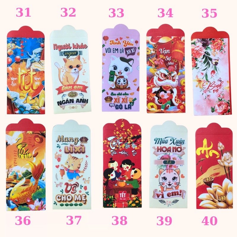 Bao lì xì năm mới Tết Quý Mão 2023, bao lì may mắn, tài lộc