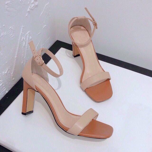 Giày sandal cao gót quay ngang da mềm cao cấp