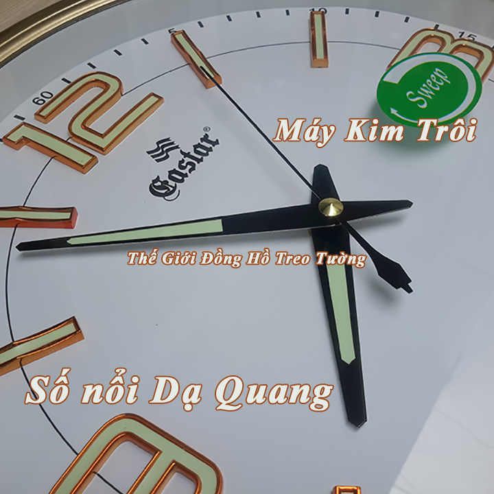 Đồng hồ Eastar Tròn - Chữ số Nổi 3D - Có Dạ quang (*) – Máy kim trôi êm ái